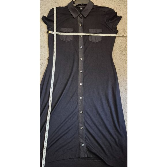 Banana Republic Black Silk Blend Short Sleeve Button Front Shirt Dress Sz M EUC - Picture 6 of 8